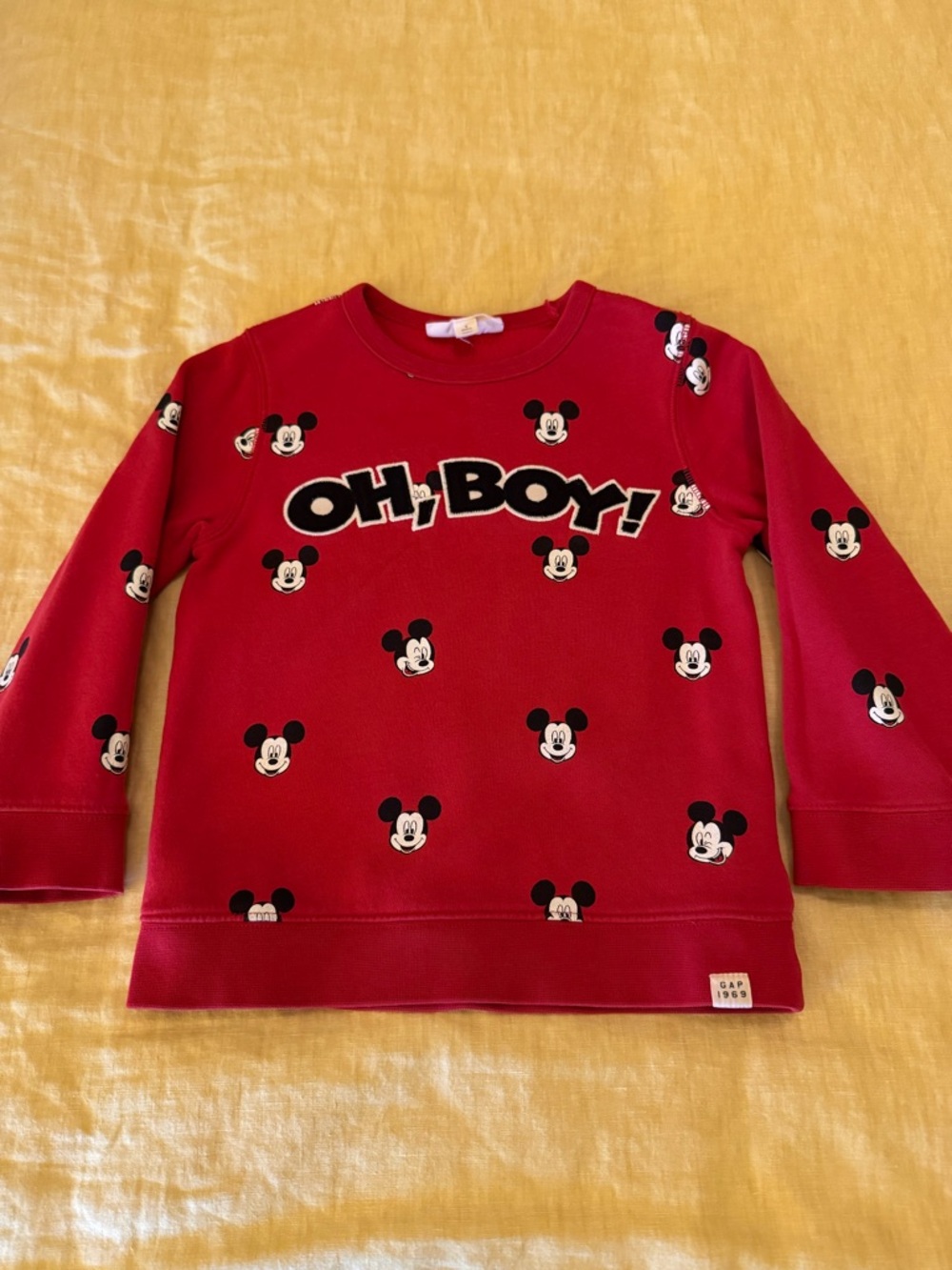 GAP Red Kids Sweatshirt with Mickey Mouse "Oh, Boy!" Graphic
